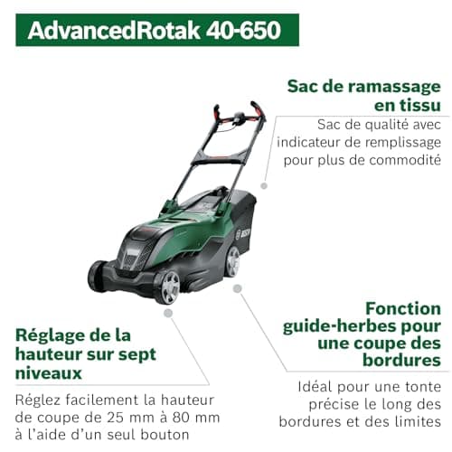 Bosch Tondeuse Filaire puissante AdvancedRotak 40-650 (pour tondre Votre pelouse ; Puissance du Moteur 1 700 W ; Largeur de Coupe : 40 cm) - Image 5