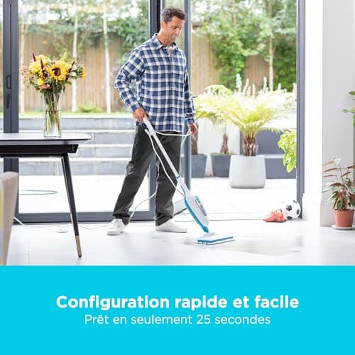 BLACK+DECKER - Balai Vapeur avec Nettoyeur à Main et 5 Accessoires - Multifonctions Puissance 1300W - Temps de Chauffe 25 sec - Tête Pivotante 180° - Réservoir Amovible 350 ml - FSMH13E5-QS - Image 6