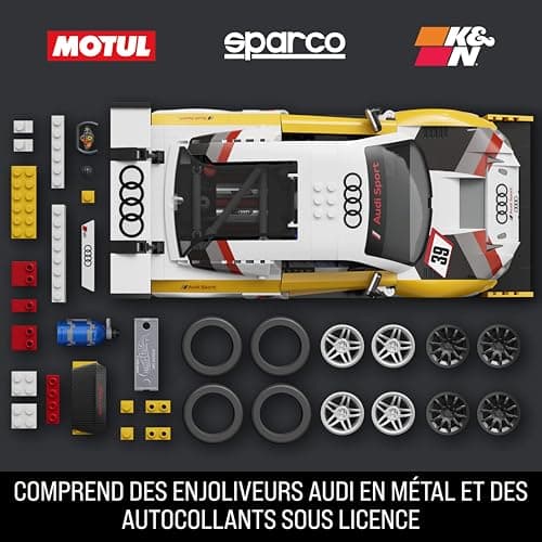 Mattel Brick Shop Hot Wheels 2015 Audi R8 LMS Elite Series Mattel Brick Shop Construction Set, with 820 Pieces, Realistic Details and Custom Stickers, JFT18 - Image 5