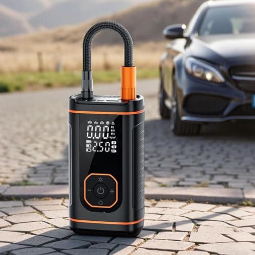 Compresseur D'Air Portatif Pour Pneus De Voiture | Rechargeable Affichage Numerique Outil Automobile - Gonfleur De Pneu Pour Voiture Et Véhicule Automobile | Pour Moto Vélo Ballon De - Image 3