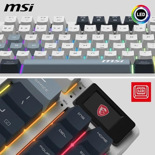 MSI Forge GK600 TKL Wireless Sky FR Mechanical AZERTY Keyboard with Linear Switches - Sublimation Printed PBT Keycaps, Non-slip Base, RGB LED, USB 2.0, Bluetooth, 2.4 GHz - Tenkeyless - Image 7