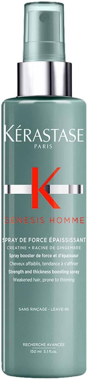 Kerastase Genesis Men - Thickening Strength Styling Spray - +25% Hair Weight for 24 Hours - Matte Finish - Creatine + Ginger Root - Fine Weakened Hair - Image 1