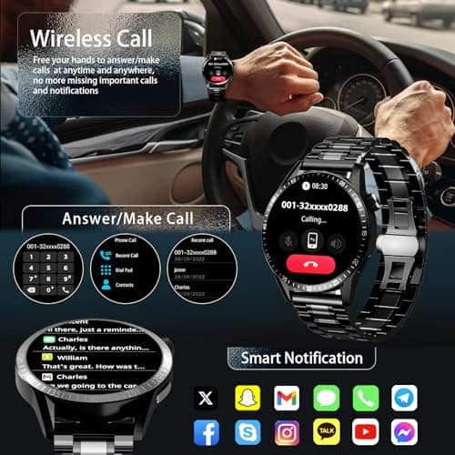 Men's Smart Watch with 3 Straps, Call and Message Functions, Business Friendly, 100+ Sports Modes, Men's Sports Watch Compatible with Android/iOS, Black - Image 4