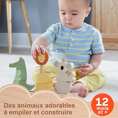 Fisher-Price Wooden Animals to Stack and Sort, Activity Game with 10 Wooden Pieces for Children from 1 Year, HXV04 - Image 3