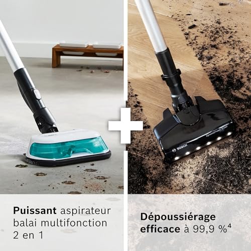 Bosch, 2 in 1 Cordless Vacuum Cleaner, Unlimited 7 ProHygiene, Aqua Brush 2 in 1, Motorized Brush AllFloor DynamicPower, White, BCS71HYG2 - Image 5