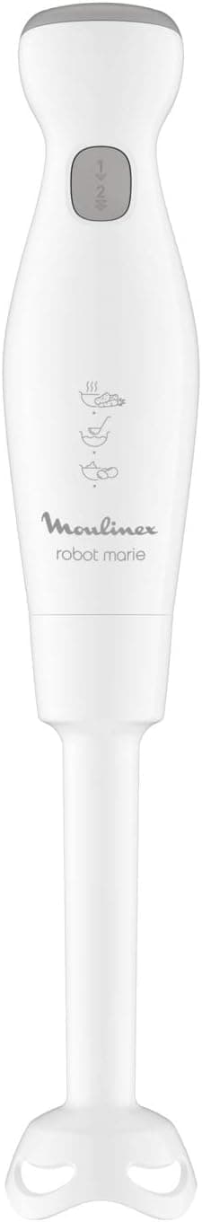 Moulinex Hand Blender Robot Marie Mixer 450 W 2 Speeds Turbo Function Hand Blender 2 Blades Stainless Steel Long Life Potato Masher Double Whisk Grout Filter Soup Blender Repairable 10 Years DDG25110