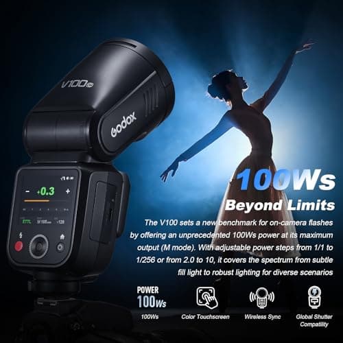 Godox V100-S V100 S Round Head Camera Flash Camera Flash 2.4G Wireless TTL Speedlight Strobe 100Ws HSS 1/8000s with Li-ION for Sony Cameras - Image 4
