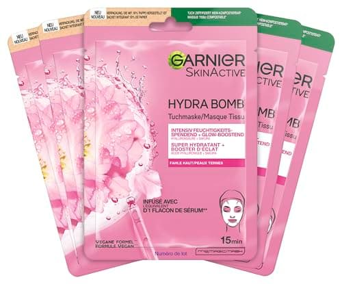 Garnier Hydra Bomb Lot de 5 masques hydratants à l'acide hyaluronique et sakura pour peaux mortes - Image 3