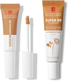 Super BB Concealer & BB Crème duo - Anticernes-Soin Haute Couvrance + Fond de Teint Couvrant Imperfections - Cosmétique Coréenne
