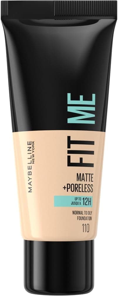 Maybelline Maybelline New York - Fond de Teint Fluide Fit Me! Matte & Poreless - Peaux normales à grasses - Teinte : 110 Porcelaine - 30 ml