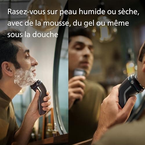 Philips Electric Shaver Series 3000 - rasoir électrique Wet & Dry pour hommes avec technologie SkinProtect, couleur Noir, tondeuse rétractable, rasoir sans fil avec housse de voyage (modèle S3241/12) - Image 8