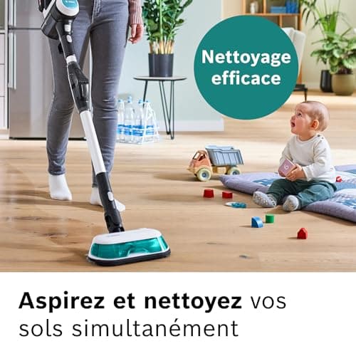 Bosch, 2 in 1 Cordless Vacuum Cleaner, Unlimited 7 ProHygiene, Aqua Brush 2 in 1, Motorized Brush AllFloor DynamicPower, White, BCS71HYG2 - Image 3