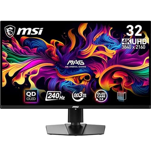 MSI MAG 321UPX QD-OLED Gaming Screen 31.5 Inches 4K UHD – Quantum Dot OLED Panel 3840 x 2160, 240Hz/0.03ms, 99% DCI-P3, ΔE≤2, DisplayHDR True Black 400 – DP 1.4a, HDMI 2.1, USB Type-C - Image 2
