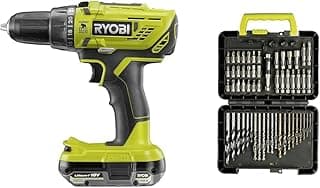 Ryobi Ryobi - Perceuse-visseuse à percussion BRUSHLESS 18V - 2 vitesses - 50 Nm - 500-1 800 tr/min & Coffret 60 accessoires de perçage et de vissage - RAK60DDF