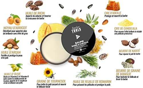 Beard & Hair Balm | No 3 | With 100% Natural Oils – Made in France – Nourishes, Hydrates, Structure, Based on 2 waxes, 2 butters, 5 vegetable oils, 2 essential oils, Vitamin E (80 ml) - Image 6