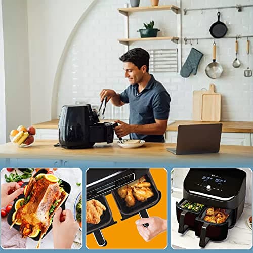 2 Pack Air Fryer Mould, Air Fryer Accessory for Ninja Foodi AF400EU AF300EU Double Stack SL400EU 9.5L, Airfryer Mould Silicone Airfryer Pot for Instant Pot Ultenic MasterPRO Air Fryer - Image 8