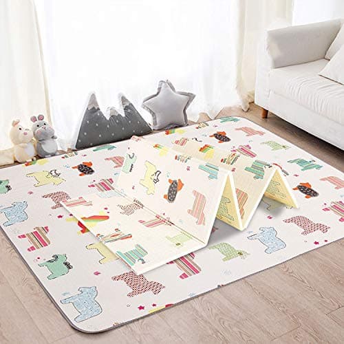 Mamabrum baby play mat 195 x 176 x 1cm non toxic thick floor mat thick foam mat foldable waterproof non-slip portable teddy bear and horses - Image 4