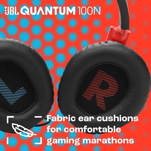 JBL Quantum 100N, Wired Over-Ear Gaming Headset, Detachable Mic, QuantumSURROUND Signature, Comfortable, Cross-Platform Compatibility and Windows Sonic Spatial Sound, Red and Blue - Image 4
