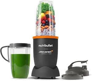 nutribullet Blender Series 900 in collaboration with McLaren Formula 1 Team - Grey with Papaya Filling - 9 Piece Kit - 24,000 RPM Extractor for Frozen Fruit, Nuts and Mixes