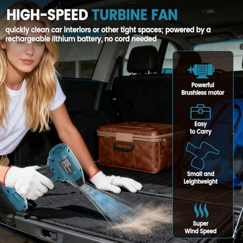 Cordless Leaf Blower for Makita 18V, Portable Brushless Dust Cleaner, 130,000 RPM Adjustable Speed and 5 Nozzles for Patio Bedroom Home (No Battery) - Image 7