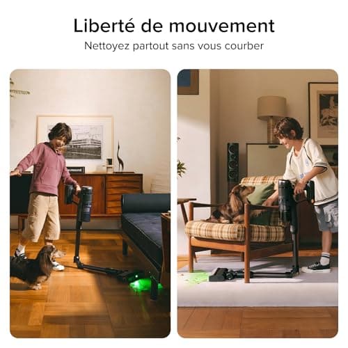 roborock H60 Ultra Aspirateur Balai sans Fil, 210AW, 90 Min d’Autonomie, Tube Pliable à 180°, Lumière Verte à 140°, Filtration 99,95%, Brosse Anti-Emmêlement pour Tapis, Sols Durs et Poils d’Animaux - Image 5