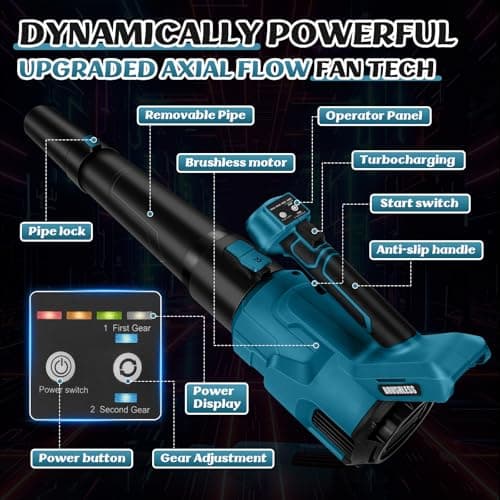 Cordless Leaf Blower for Makita 18V Batteries, Cordless Battery Blower with 3 Speed, Brushless Motor, Hand Leaf Blower for Patio, Lawn (without Battery) (MT) - Image 6