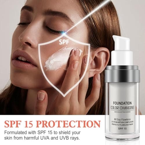 2 Pack Fondation liquide, Flawless Colour Changing Warm Skin Tone Foundation, Foundation Color Changing, SPF15, teint hydratant, Tous Les Tons de Peau, Correcteur Couverture Liquide Visage Nude - Image 6
