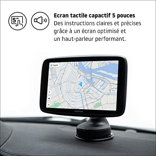 TomTom GPS Voiture GO Discover, 5 Pouces, Info Trafic, Alertes de Zones de Danger, Cartes Monde, Mise à Jour Rapide Via WiFi, Parking, Prix du Carburant, Fixation Magnétique Alimentée Noir - Image 5