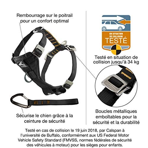Kurgo Tru-Fit Dog Harness, Shock Tested Front D-Ring for No-Pull Training, Car Seat Belt Included, Black, XS - Image 5