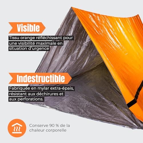 MEKKAPRO - Thermal Mylar Survival Tent for 2 Persons (240x150x150cm) - Reusable Emergency Shelter for Camping Emergency Sleeping Waterproof Hiking Trekking and Bivvy - Orange - Image 3