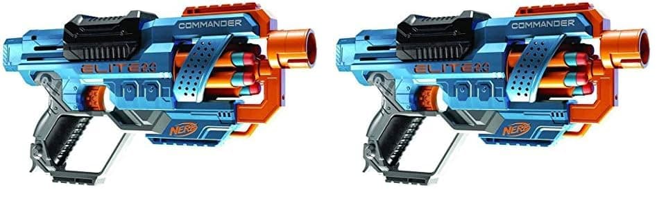 Nerf Nerf Elite 2.0 Commander RD-6 Foam Dart Blaster with Rotating Barrel and 12 Darts Toy for Kids, Girls and Boys Aged 8+ (Pack of 2)