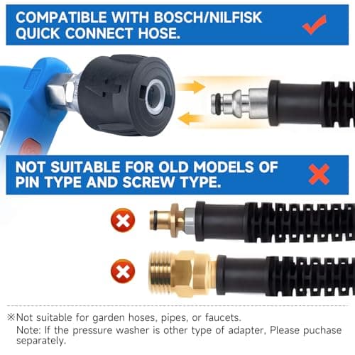 Pressure Washer Gun Kit with Foam Cannon, 1/4" Quick Connect, 5 Nozzle Tips, Compatible with Nilfish/Bosch (PR-M02-NB-B) - Image 7