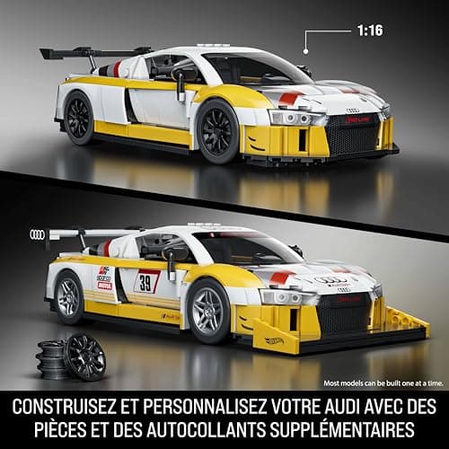 Mattel Brick Shop Hot Wheels 2015 Audi R8 LMS Elite Series Mattel Brick Shop Construction Set, with 820 Pieces, Realistic Details and Custom Stickers, JFT18 - Image 4