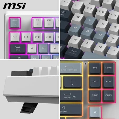 MSI Forge GK600 TKL Wireless Sky FR Mechanical AZERTY Keyboard with Linear Switches - Sublimation Printed PBT Keycaps, Non-slip Base, RGB LED, USB 2.0, Bluetooth, 2.4 GHz - Tenkeyless - Image 8