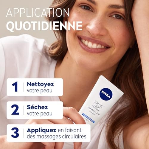 NIVEA - Soin De Jour Fraîcheur - Crème Visage FPS 15 - Hydratation Intense 24H - Repulpe & Rafraîchit - Vitamine E & Extrait De Lotus - Texture Légère - Peaux Normales - 50 ml - Image 5