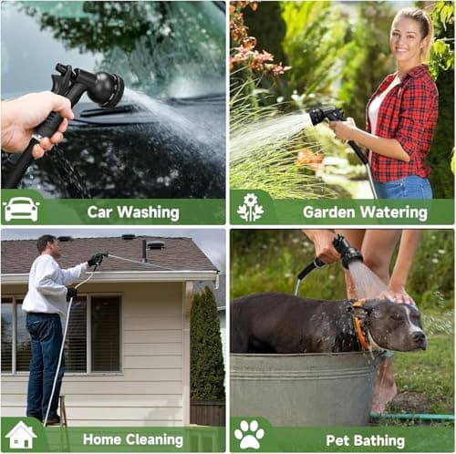 YXT&BEYOND Enrouleur Tuyau Arrosage Extensible 15 m, Flexible en acier Inoxydable Tuyau Gardena avec 10 Modèles de Pulvérisation pour Jardin, Arrosage, Nettoyage et Lavage de Voiture - Image 8
