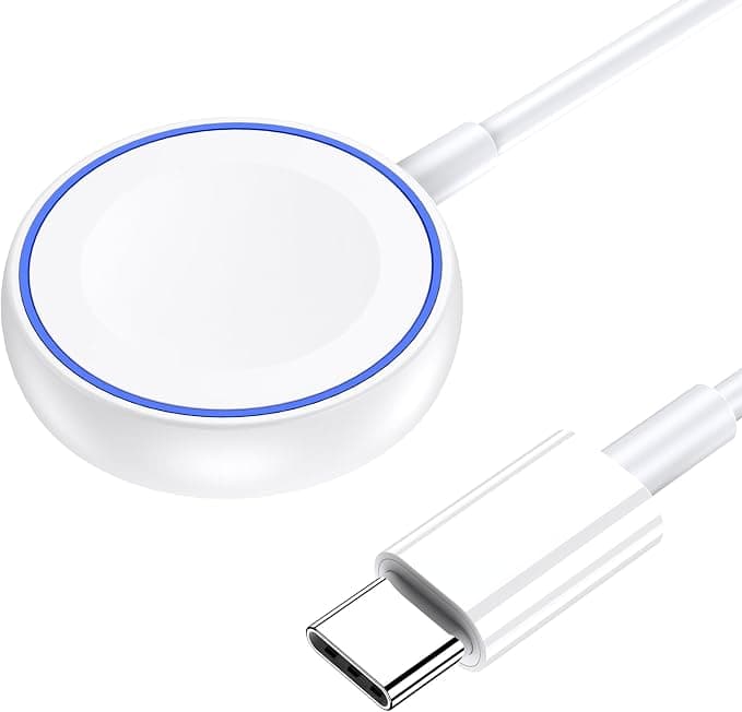 Magnetic Charger for Apple Watch Series 11/10/9/8/7/6/5/4/3/SE/Ultra, Wireless Charger USB C Cable, USB C Interface, Portability Quick Charging Station -White - Image 1