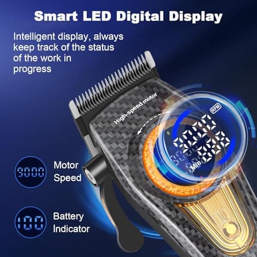 KEMEI 2242 Professional Hair Clipper for Men, Cordless Electric Hair Clipper, DLC Blades, Turbo Motor 5000-9000RPM, USB Rechargeable, Up to 220 Minutes Use with LED Display - Image 8