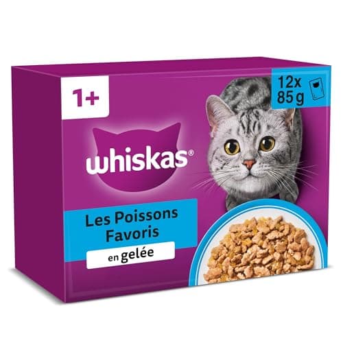 WHISKAS Cat Meal - 48 Freshness Sachets (Pack of 4 Packs 12 x 85g) - Favorite Fish (4 Varieties) - Food for Adult Cats in Jelly - Image 3