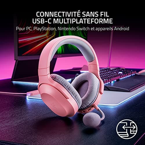 Razer Barracuda X - Multiplatform Wireless Gaming Headset (USB-C Multiplatform Wireless Connection, Lightweight 250g Headphones, 40mm Speakers, Up to 20 Hours Battery Life) Pink Quartz - Image 4