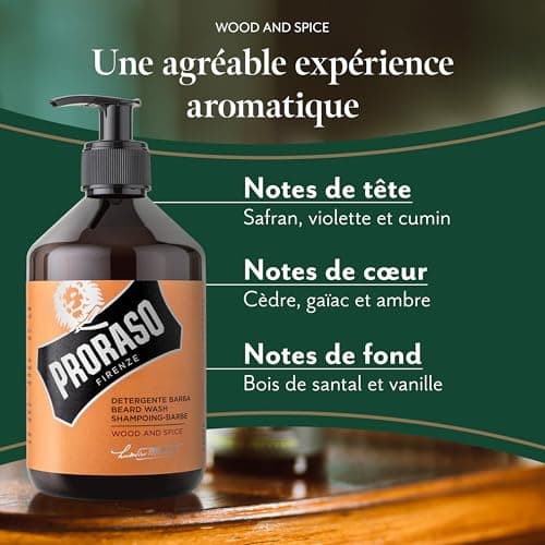 Proraso Beard Shampoo Wood & Spice, 500 ml, Scented Beard Shampoo that softens, cares and gently removes impurities, Made in Italy - Image 4
