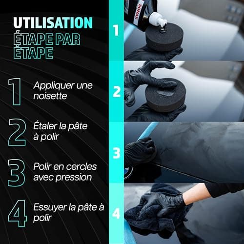 Sonax Polish & Wax Colour Car Polish Kit 500 ml + Polishing Sponge + Polishing Cloth | Polishing Paste for Coloured and Metallic Paints to Remove Small Scratches | - Image 7