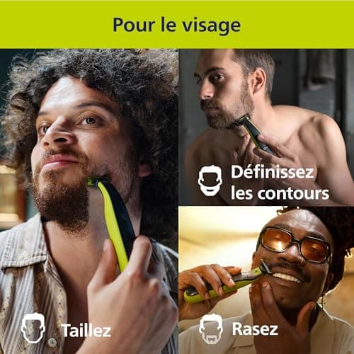 Philips OneBlade 360 Authentique Visage + Corps - Tondeuse à barbe électrique, tondeuse corps et rasoir avec technologie de lame 360, 2 lames 360, 4 sabots barbe de 3 jours, 1 kit Corps, QP2834/31 - Image 5