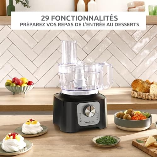 Moulinex Double Force Compact Multifunctional Kitchen Processor, 3 L, 800 W, 2 Speeds + Pulse, 9 Accessories, Blender, Chopper, Graters, Black FP546811 - Image 4