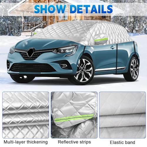 Half Exterior Car Cover for Renault Clio 2005-2025, Half Half Cover Waterproof Anti-Snow Anti-Ice Half Cover for Automobiles - Image 3