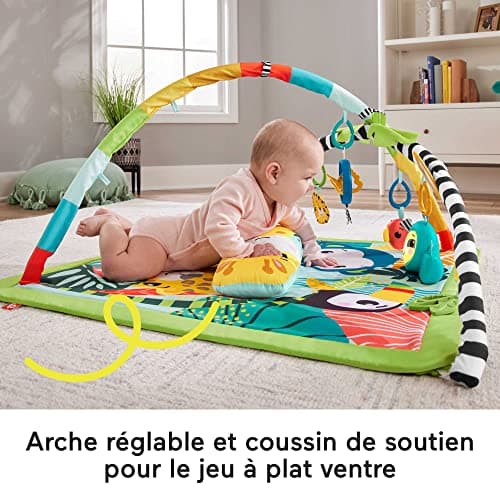 Fisher-Price Jungle 3 in 1 Tummy Play Mat with 6 Sensory Toys Luminous Sound and Adjustable Ark, Awakening Toy, From 6 Months, HJW08 - Image 4