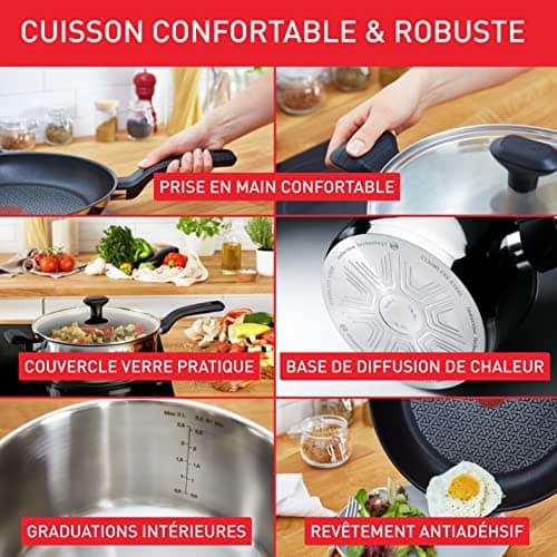 Tefal Comfort Max C973S344 Set of 3 Saucepans 14/16/18 cm + 2 Glass Lids 16/18 cm Induction High Quality Stainless Steel Heat Insulated Handles - Image 6