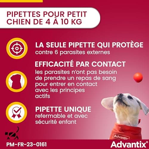Advantix Small Dog Between 4 and 10 kg - Dog Pipettes for 6 Parasites - Treatment and Protection for Your Pet for 4 Weeks - 4 x 1ml - Image 5