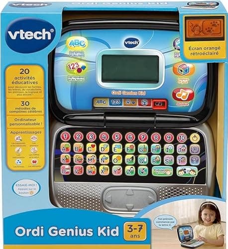 VTech - Black Genius Kid's Ordi, Children's Computer with Backlit Screen, 20 Evolutionary Activities and Games, Educational Toy, Gift for Children from 3 to 7 Years - English Content - Image 3