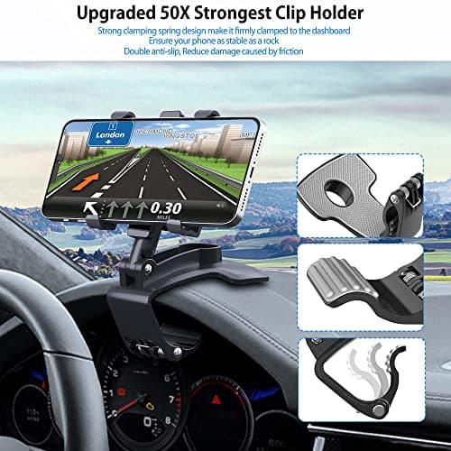 Car Phone Holder 360 Degree Rotation Dashboard Holder Compatible with GPS and Mobile Phones from 4.0 to 7.0 Inches Black - Image 5